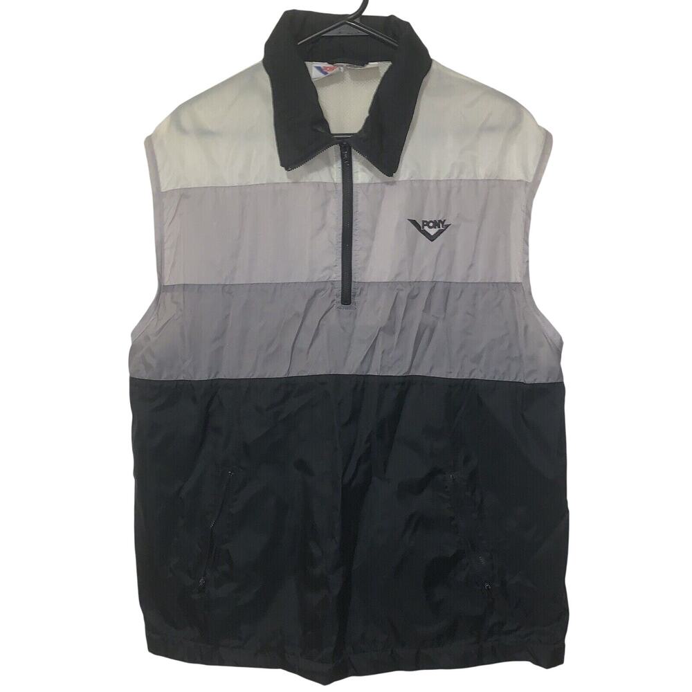 Vintage 80/90s Pony 1/4 Zip Pocket Windbreaker Vest Jacket XL